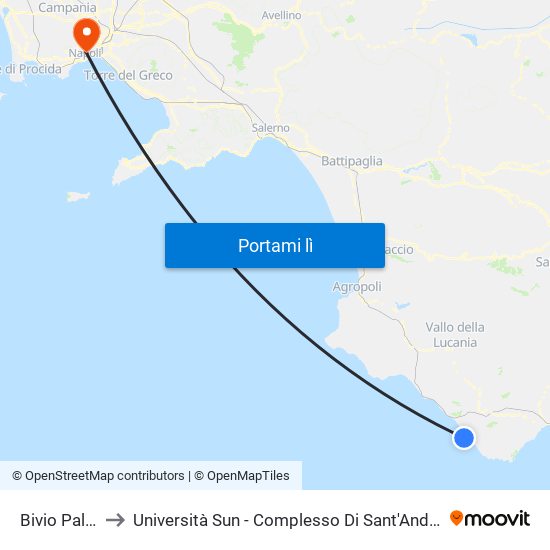 Bivio Palinuro to Università Sun - Complesso Di Sant'Andrea Delle Dame map