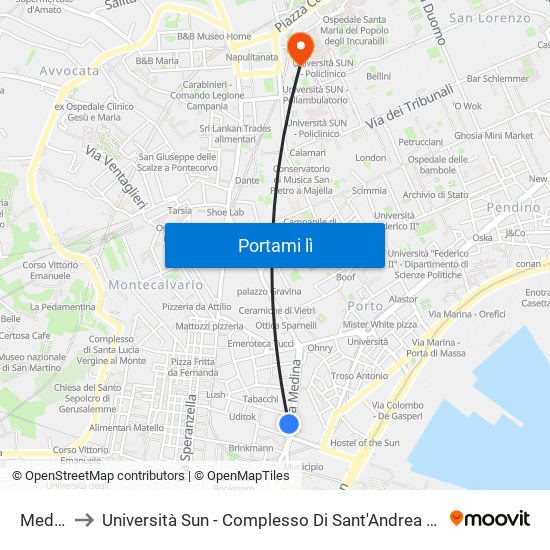 Medina to Università Sun - Complesso Di Sant'Andrea Delle Dame map