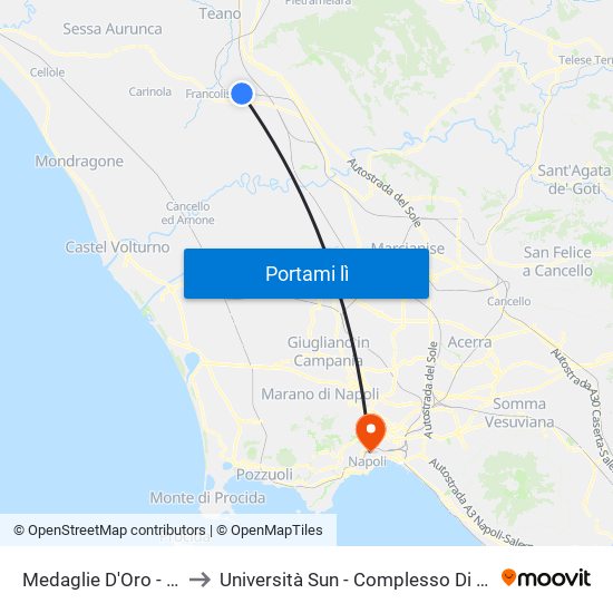 Medaglie D'Oro - Posta Vecchia to Università Sun - Complesso Di Sant'Andrea Delle Dame map