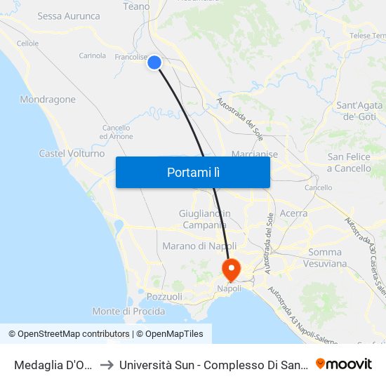 Medaglia D'Oro - Appia to Università Sun - Complesso Di Sant'Andrea Delle Dame map