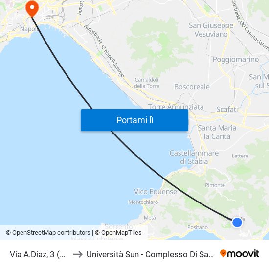 Via A.Diaz, 3 (Aut. Fusco) to Università Sun - Complesso Di Sant'Andrea Delle Dame map
