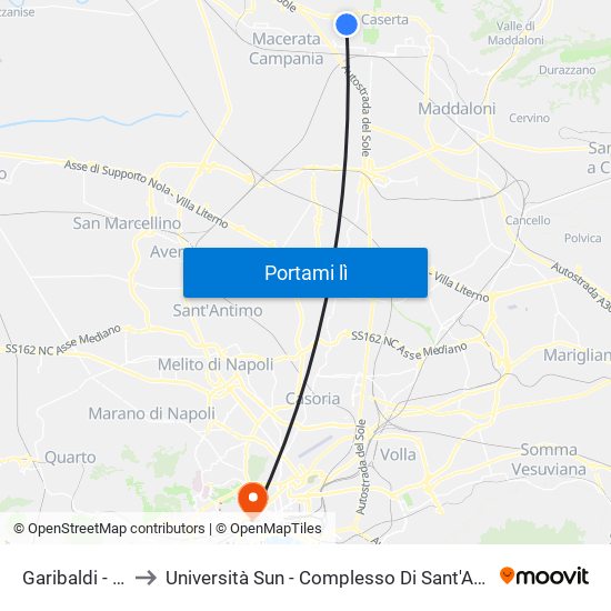 Garibaldi - Pellico to Università Sun - Complesso Di Sant'Andrea Delle Dame map