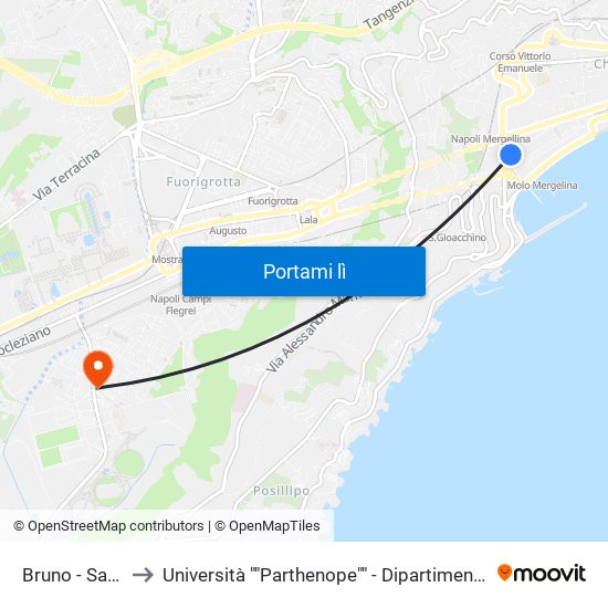 Bruno - Sannazaro to Università ""Parthenope"" - Dipartimento Di Scienze Motorie map