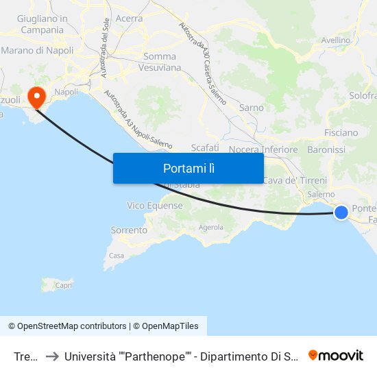 Trento to Università ""Parthenope"" - Dipartimento Di Scienze Motorie map