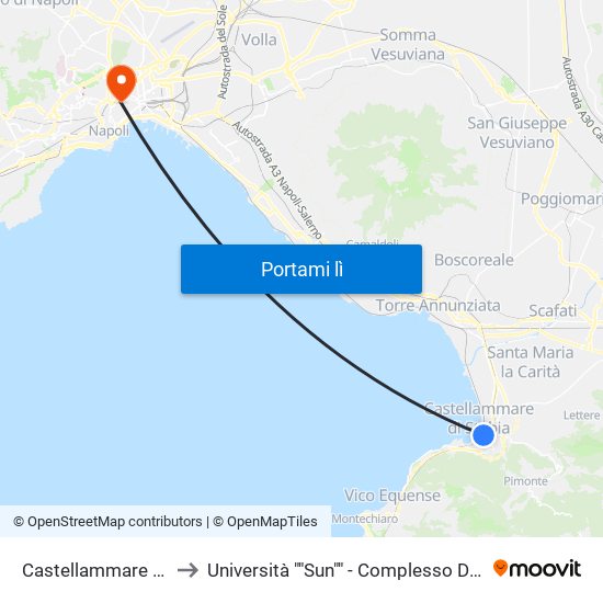 Castellammare Di Stabia to Università ""Sun"" - Complesso Di Santa Patrizia map