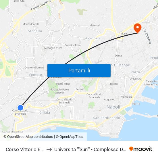 Corso Vittorio Emanuele to Università ""Sun"" - Complesso Di Santa Patrizia map