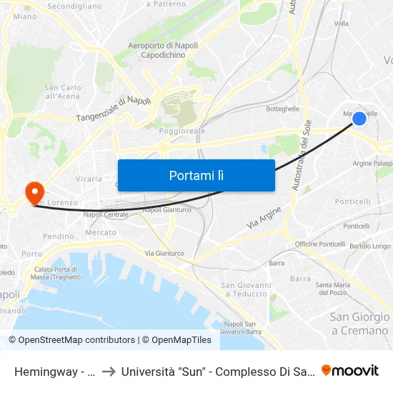 Hemingway - Poste to Università "Sun" - Complesso Di Santa Patrizia map