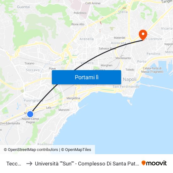 Tecchio to Università ""Sun"" - Complesso Di Santa Patrizia map