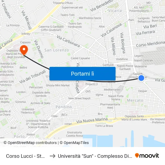 Corso Lucci - Stazione FS to Università "Sun" - Complesso Di Santa Patrizia map