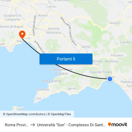 Roma Provincia to Università "Sun" - Complesso Di Santa Patrizia map