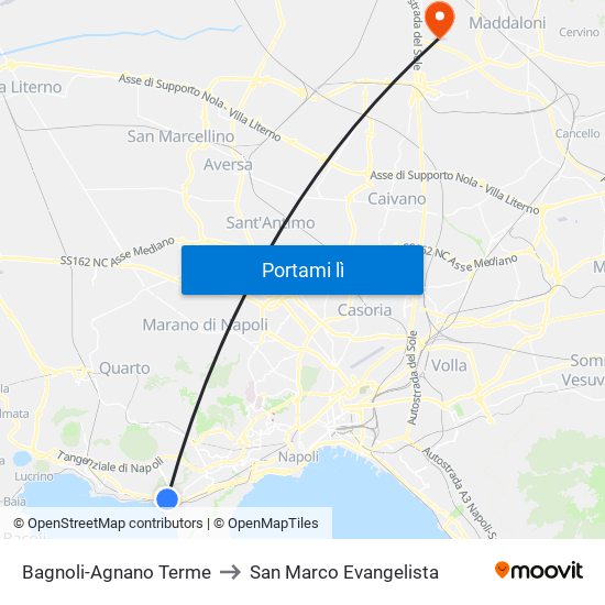 Bagnoli-Agnano Terme to San Marco Evangelista map