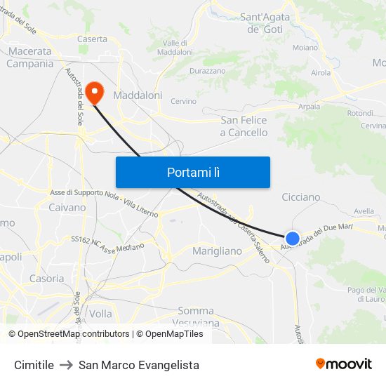 Cimitile to San Marco Evangelista map