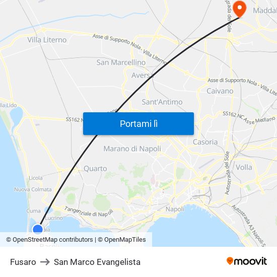 Fusaro to San Marco Evangelista map