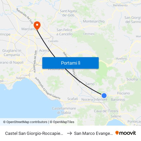 Castel San Giorgio-Roccapiemonte to San Marco Evangelista map