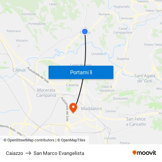 Caiazzo to San Marco Evangelista map