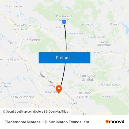 Piedemonte Matese to San Marco Evangelista map