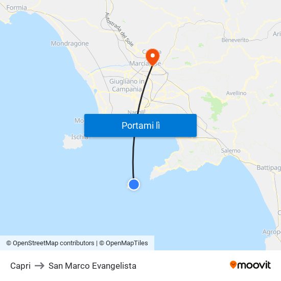 Capri to San Marco Evangelista map