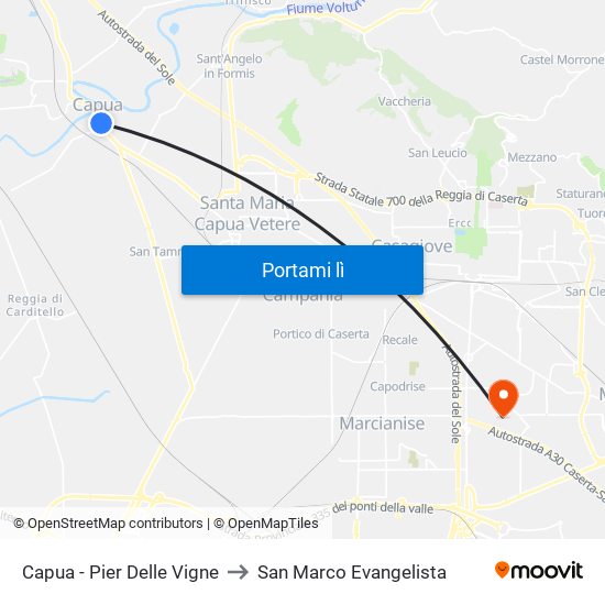 Capua - Pier Delle Vigne to San Marco Evangelista map