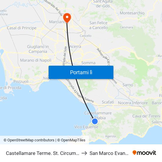 Castellamare Terme. St. Circumvesuviana to San Marco Evangelista map