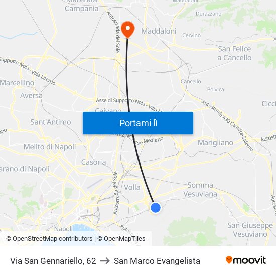 Via San Gennariello, 62 to San Marco Evangelista map