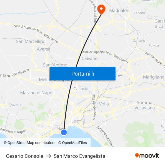Cesario Console to San Marco Evangelista map
