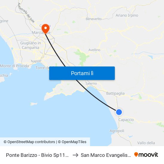 Ponte Barizzo - Bivio Sp11/A to San Marco Evangelista map