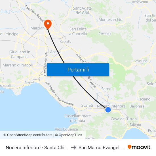 Nocera Inferiore - Santa Chiara to San Marco Evangelista map