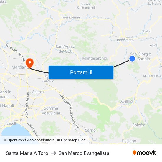 Santa Maria A Toro to San Marco Evangelista map