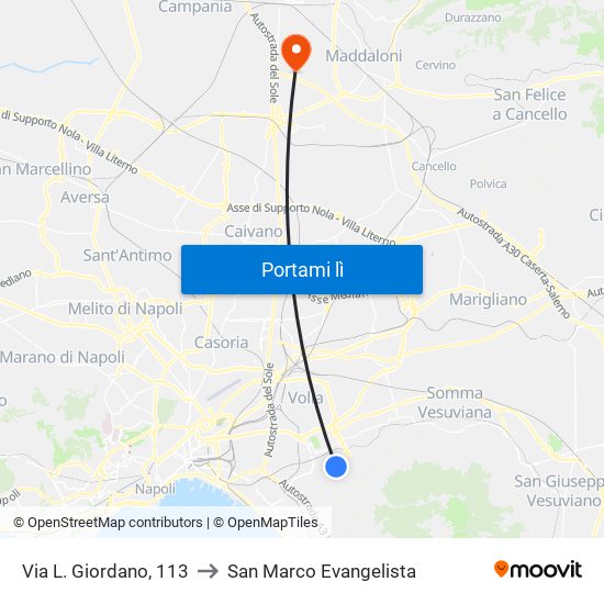 Via L. Giordano, 113 to San Marco Evangelista map