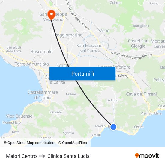 Maiori Centro to Clinica Santa Lucia map