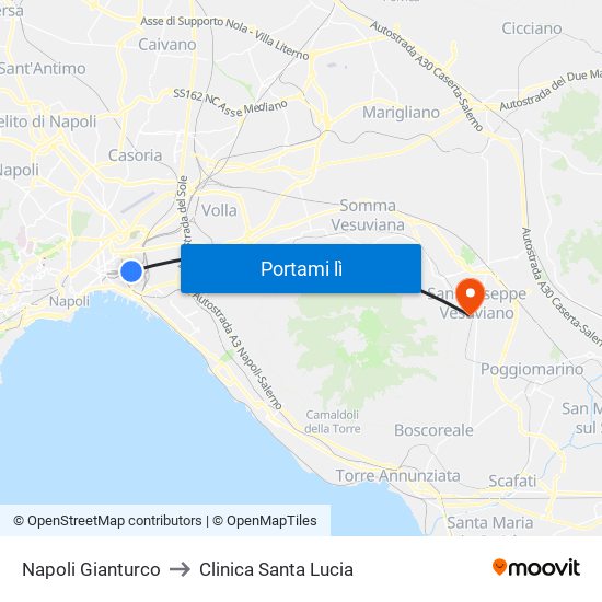 Napoli Gianturco to Clinica Santa Lucia map
