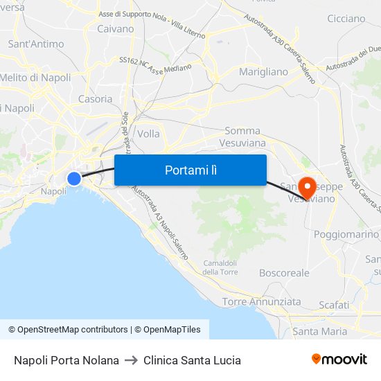 Napoli Porta Nolana to Clinica Santa Lucia map