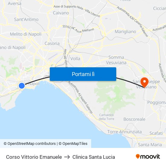 Corso Vittorio Emanuele to Clinica Santa Lucia map