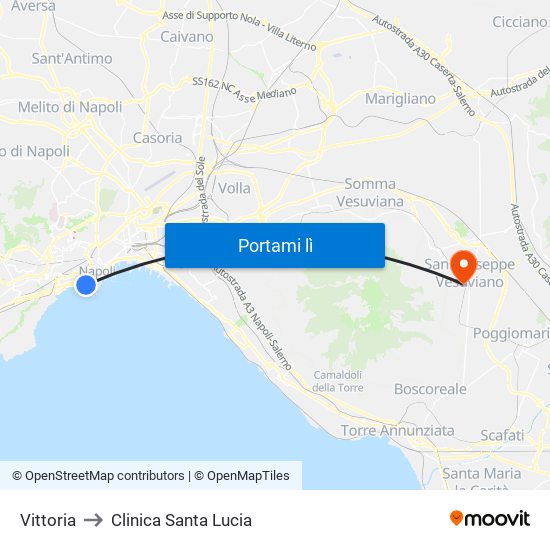 Vittoria to Clinica Santa Lucia map