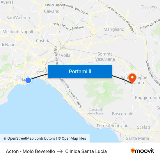 Acton - Molo Beverello to Clinica Santa Lucia map
