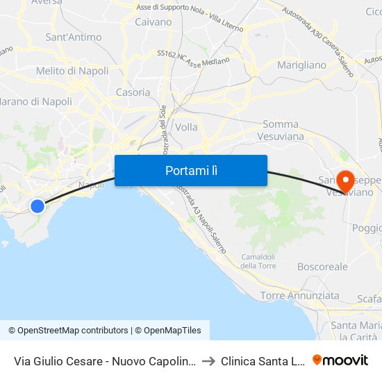 Via Giulio Cesare - Nuovo Capolinea Ctp to Clinica Santa Lucia map