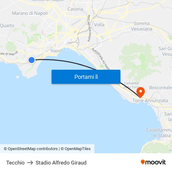 Tecchio to Stadio Alfredo Giraud map