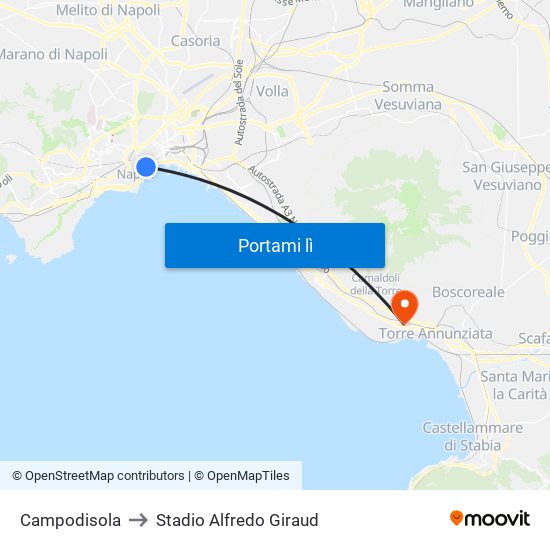 Campodisola to Stadio Alfredo Giraud map