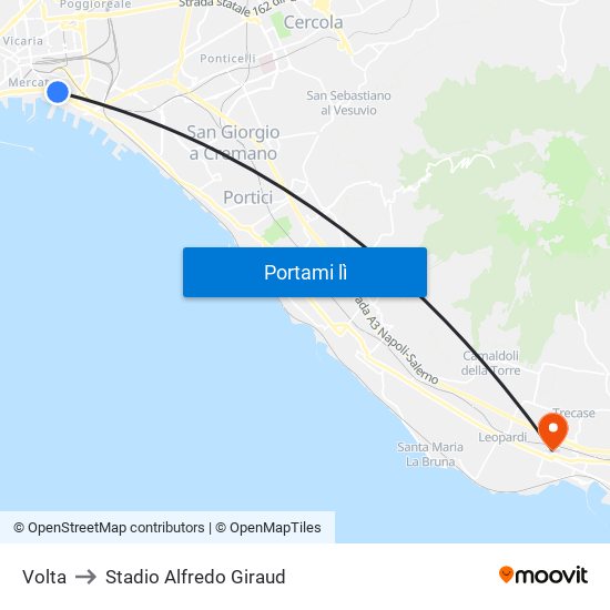 Volta to Stadio Alfredo Giraud map