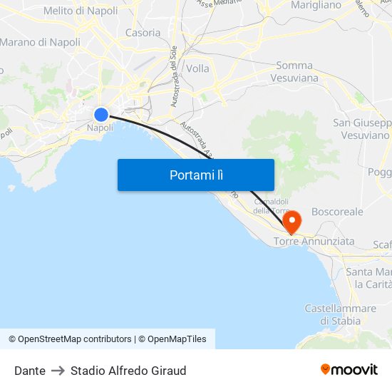 Dante to Stadio Alfredo Giraud map