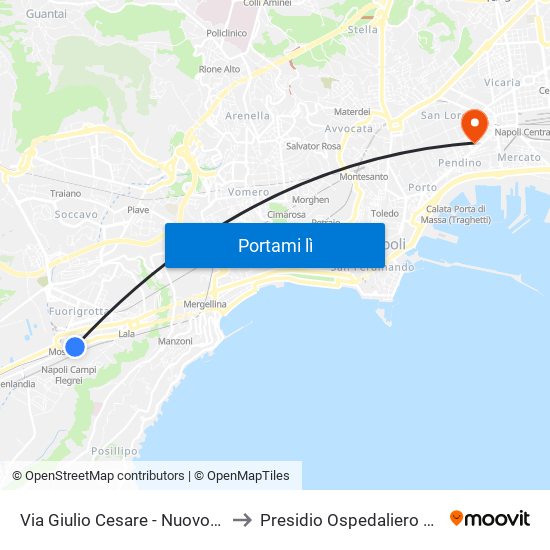 Via Giulio Cesare - Nuovo Capolinea Ctp to Presidio Ospedaliero Card.Ascalesi map