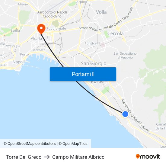Torre Del Greco to Campo Militare Albricci map