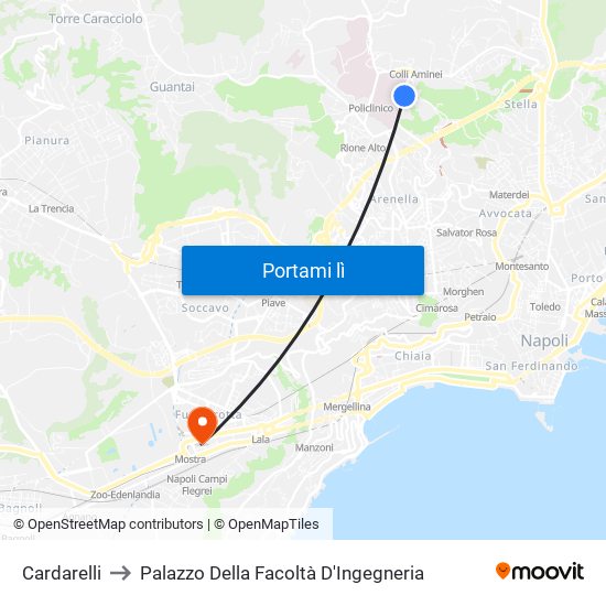 Cardarelli to Palazzo Della Facoltà D'Ingegneria map