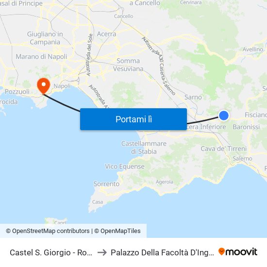 Castel S. Giorgio - Rotatoria to Palazzo Della Facoltà D'Ingegneria map