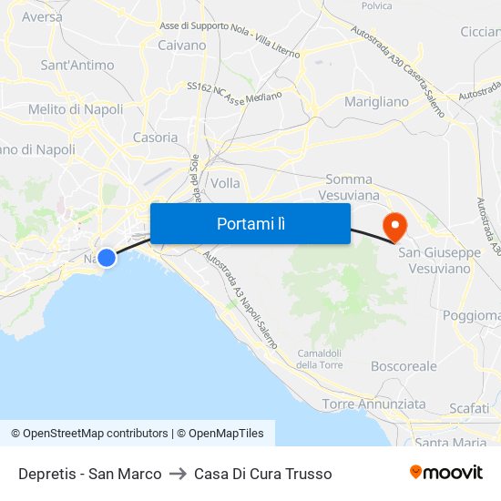 Depretis - San Marco to Casa Di Cura Trusso map