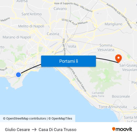 Giulio Cesare to Casa Di Cura Trusso map