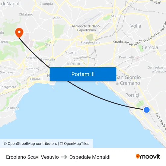 Ercolano Scavi Vesuvio to Ospedale Monaldi map