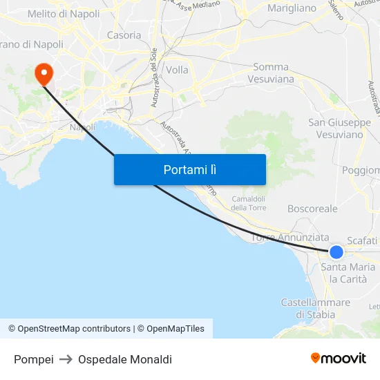 Pompei to Ospedale Monaldi map