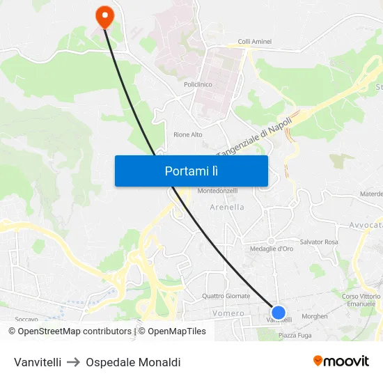 Vanvitelli to Ospedale Monaldi map