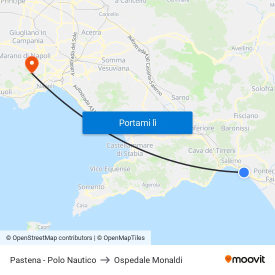 Pastena  - Polo Nautico to Ospedale Monaldi map